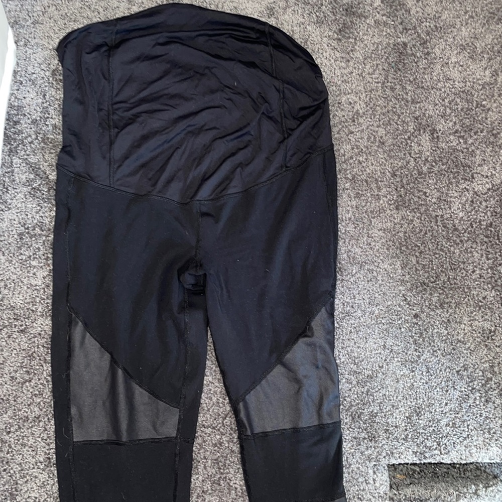 Isabel maternity leggings with faux leather patching size large